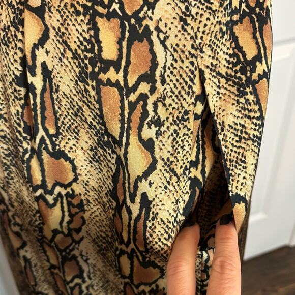 Great Jones Tan Black Snake Print Drape Neck Racerback Maxi Dress 2 - Picture 5 of 11